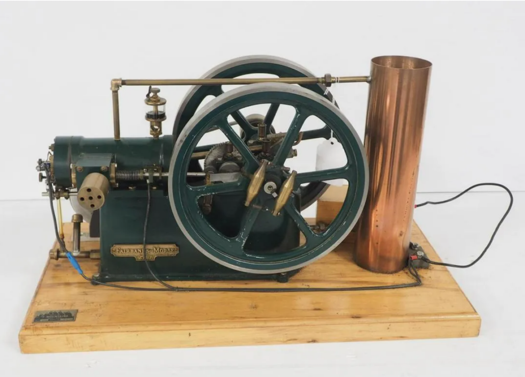 This model of a 25hp Fairbanks Morse engine, built by a Pennsylvania machinist, earned $3,700 plus the buyer’s premium in March 2020 at Chupp Auctions & Real Estate, LLC. Image courtesy of Chupp Auctions & Real Estate, LLC