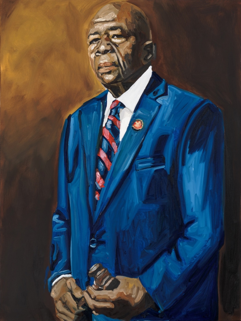 Jerrell Gibbs, ‘I Only Have A Minute, 60 Seconds In It… Portrait of the Honorable Elijah Cummings,’ 2021. Courtesy of Jerrell Gibbs and Mariane Ibrahim