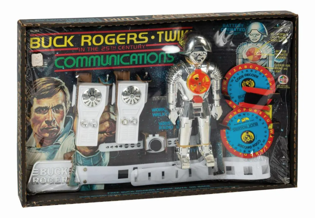 Buck Rogers’ robot assistant Twiki appeared on an NBC show that aired from fall 1979 to spring 1981. A Buck Rogers Twiki communications playset sold for $200 plus the buyer’s premium in January 2021 at Van Eaton Galleries. Image courtesy of Van Eaton Galleries and LiveAuctioneers.