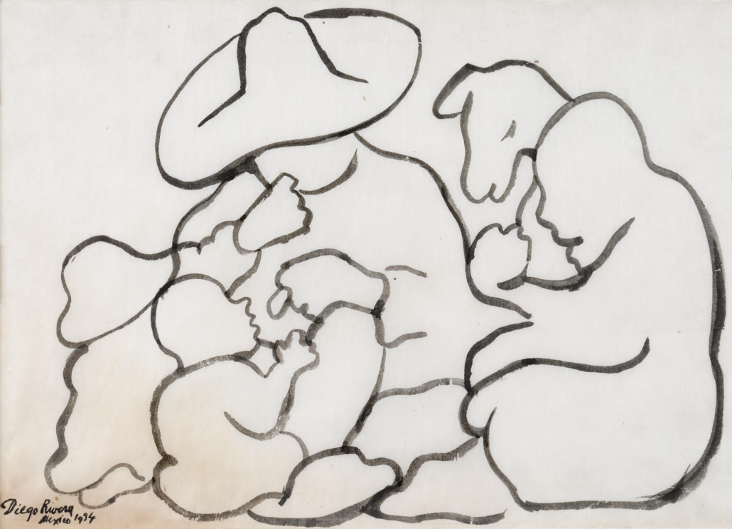 Diego Rivera, 1886–1957, ‘Family,’ 1934 ink on paper, 11in by 15in. Image courtesy of the McMullen Museum of Art