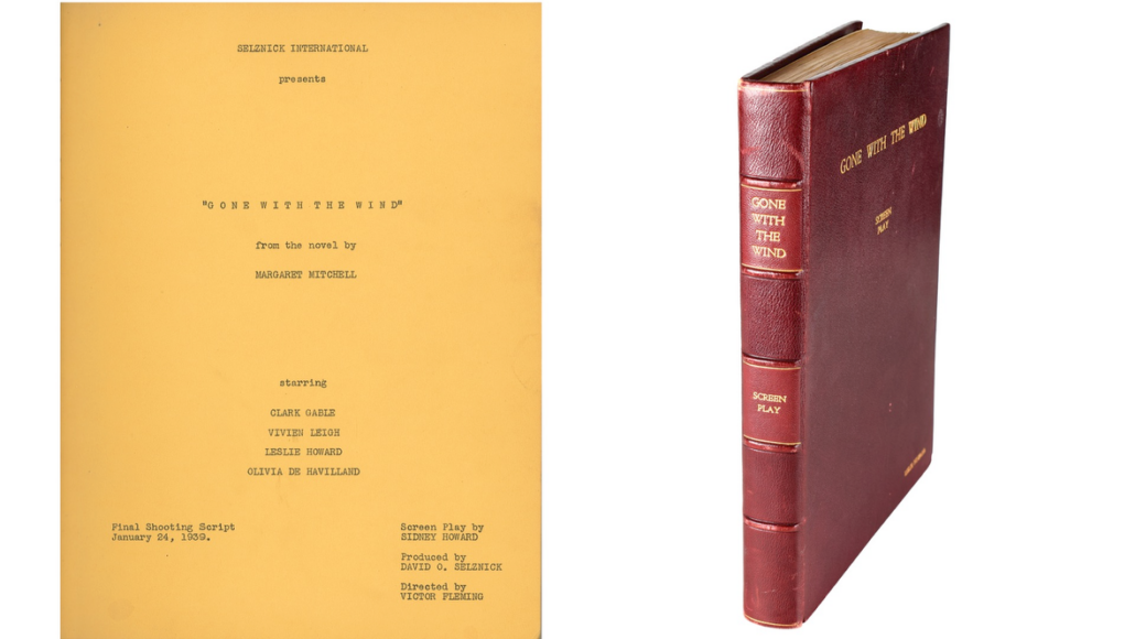 ‘Gone With the Wind’ shooting script presented to Leslie Howard by David O. Selznick, est. $15,000-$20,000