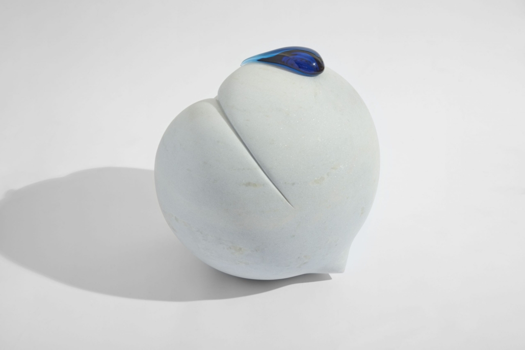 Nevine Mahmoud, ‘Triple Swell,’ 2020. Azzuro Aquamarina marble, glass and acrylic. Courtesy of the artist and Soft Opening, London. Photo credit: Daniel Terna 