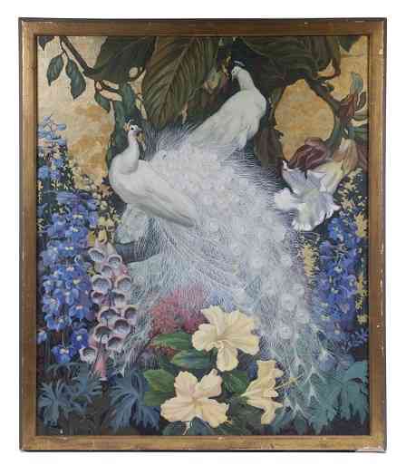 Jessie Arms Botke painting of white peacocks, est. $60,000-$80,000
