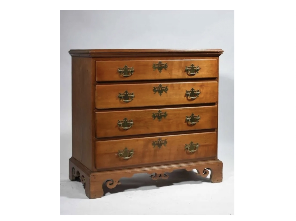 18th-century New Hampshire School Chippendale cherrywood chest, est. $3,500-$4,000