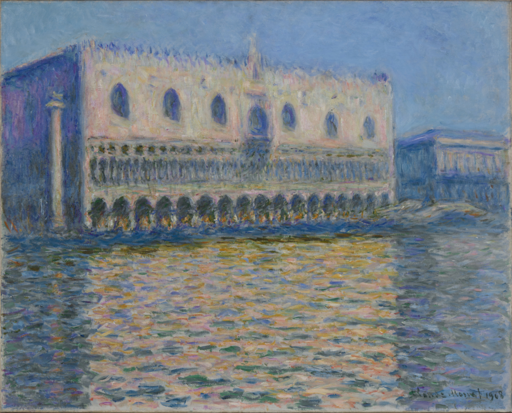 Claude Monet (French, 1840–1926). ‘The Doge’s Palace,’ 1908. Oil on canvas, 32in by 39 in. (81.3cm by 99.1 cm). Brooklyn Museum; Gift of A. Augustus Healy, 20.634. (Photo: Brooklyn Museum)