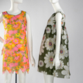 (Left to right) Misty Modes, ‘Daisy Mae’ shift, 1960s. Printed Du Pont Reemay spunbonded polyester. Collection of Phoenix Art Museum, promised gift of Kelly Ellman. James Sterling Paper Fashions, dress, 1960s. Printed Du Pont Reemay spunbonded polyester. Collection of Phoenix Art Museum, promised gift of Kelly Ellman. Image © Phoenix Art Museum.