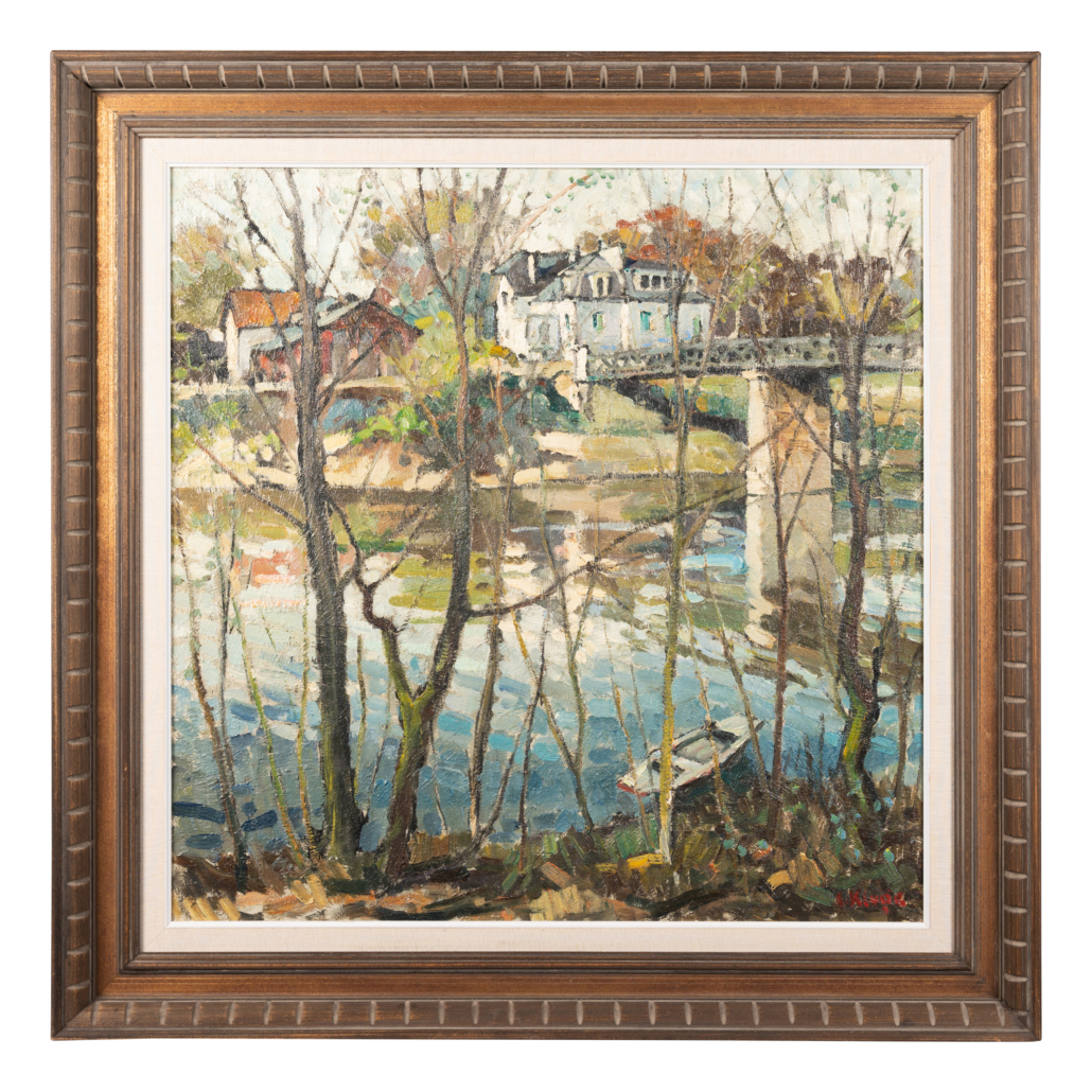 Constantin Kluge, ‘River Scene,’ est. $1,500-$2,500. It is one of several paintings from the Edwin L. Cox collection that will appear in Hindman’s January 13-14 Chicago Collections sale.