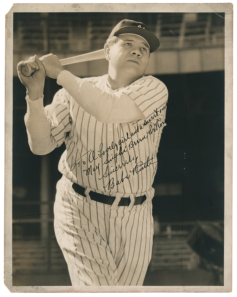 Oversize signed and inscribed photo of Babe Ruth, est. $8,000-$12,000