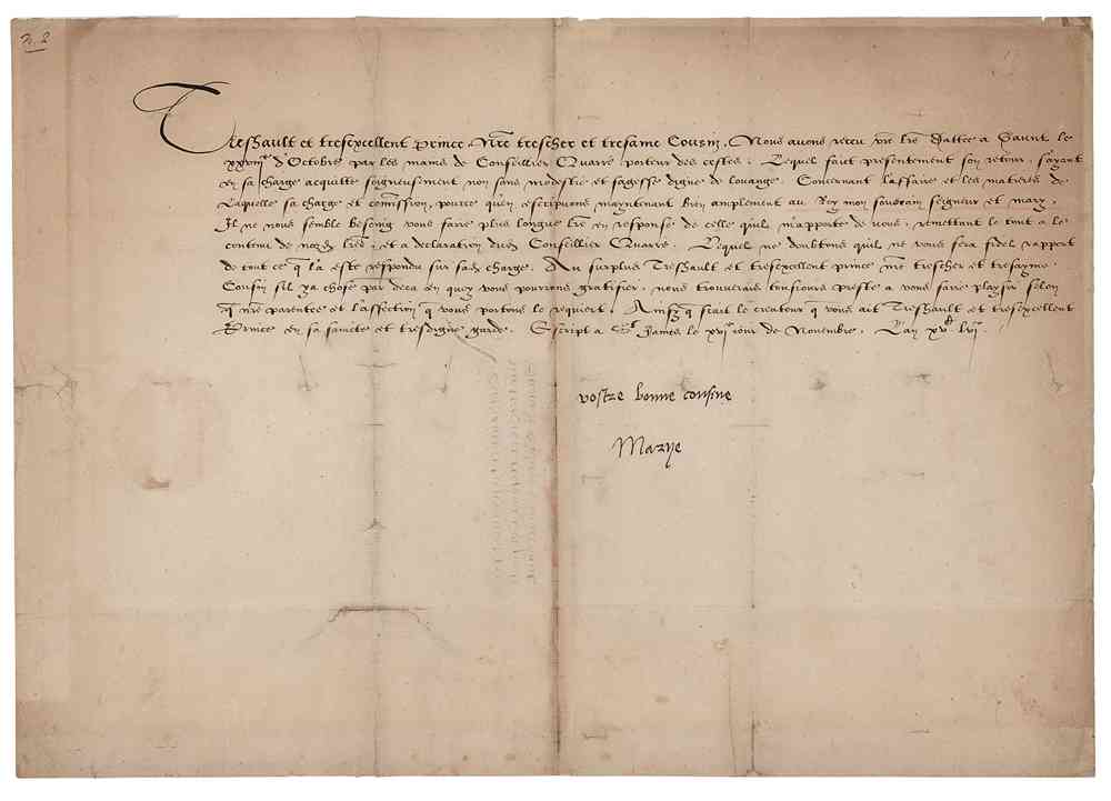 Letter from Queen Mary I to the Duke of Savoy, $30,990