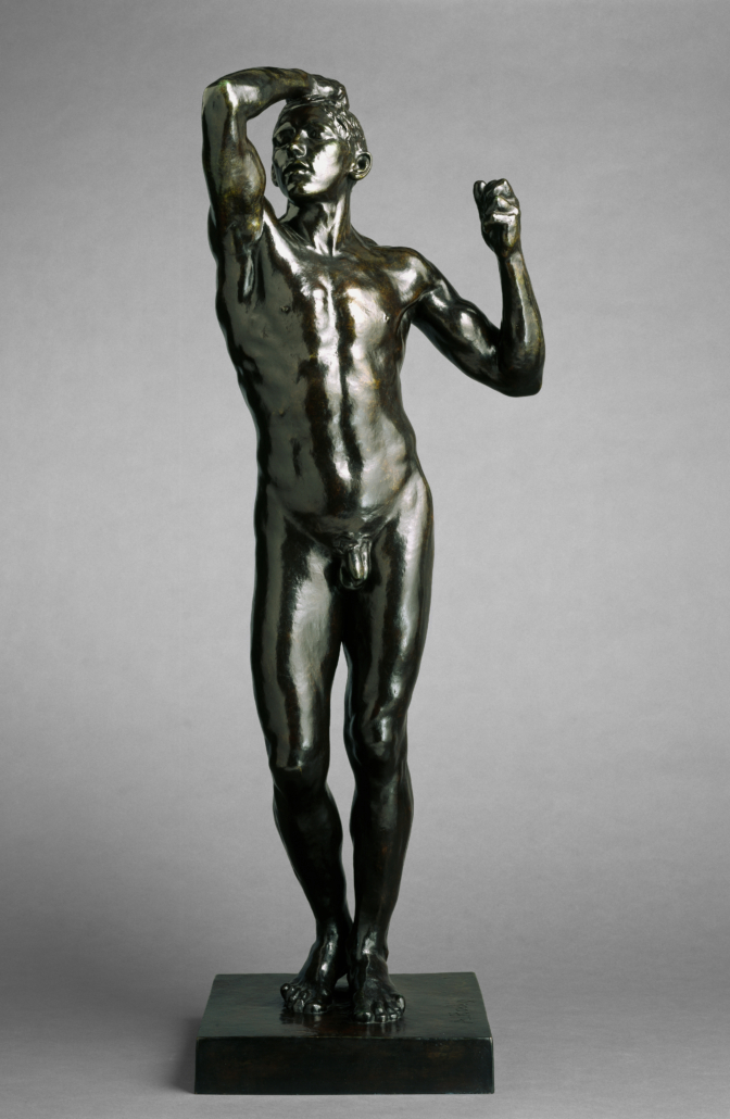 August Rodin (French, 1840–1917). ‘The Age of Bronze,’ (medium-sized model, first reduction), 1876 (reduction probably 1903-4); cast 1967. Bronze, 41 1/4in by 15in by 13 in. (104.8cm by 38.1cm by 33 cm). Brooklyn Museum; Gift of B. Gerald Cantor, 68.49. (Photo: Brooklyn Museum)
