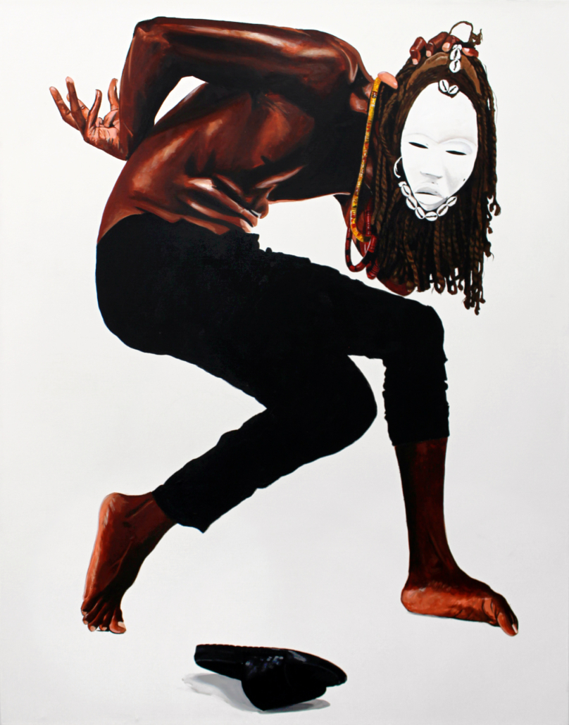 Fahamu Pecou (American, b. 1975-), ‘Dobale to Spirit,’ 2017. Acrylic on canvas. Courtesy Fahamu Pecou. Image: © Dr. Fahamu Pecou, Courtesy Studio KAWO/Fahamu Pecou Art