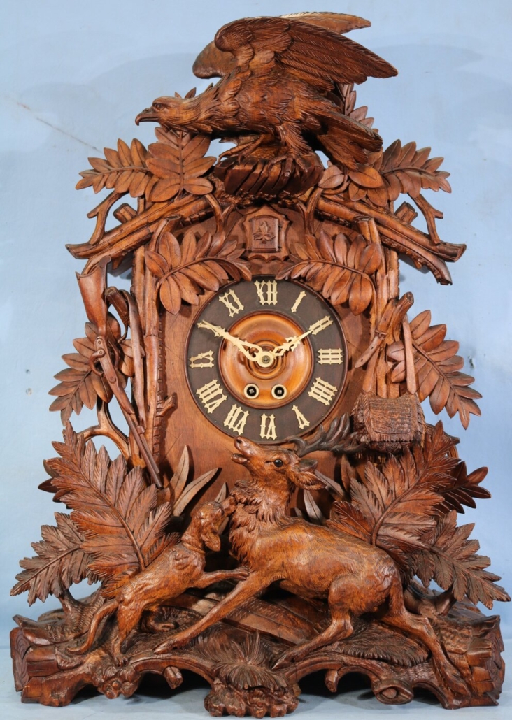 Circa-1880 original shelf clock by Alexander Fleig, est. $5,500-$8,500