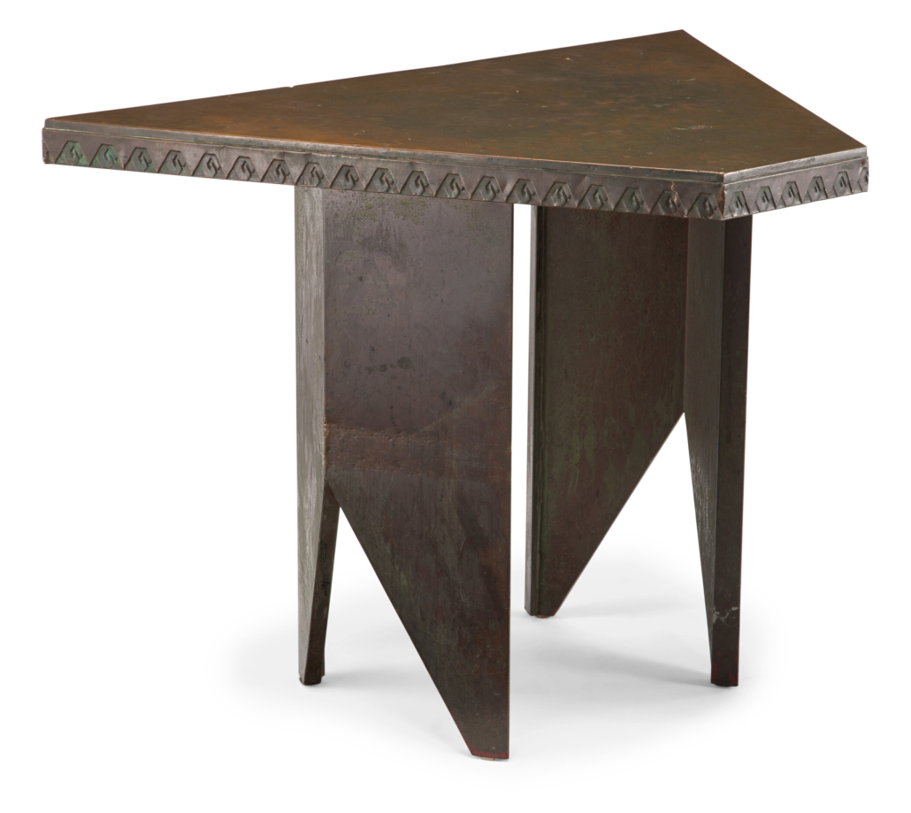 Frank Lloyd Wright, copper table for Oklahoma’s Price Tower, est. $12,000-$18,000. Image courtesy of Heritage Auctions