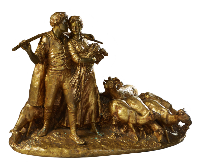 Giuseppe D’Aste bronze pastoral scene, est.$1,000-$2,000