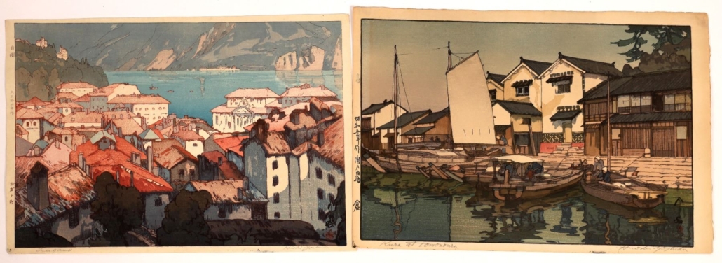 Pair of signed and labeled art prints by Hiroshi Yoshida, $3,125