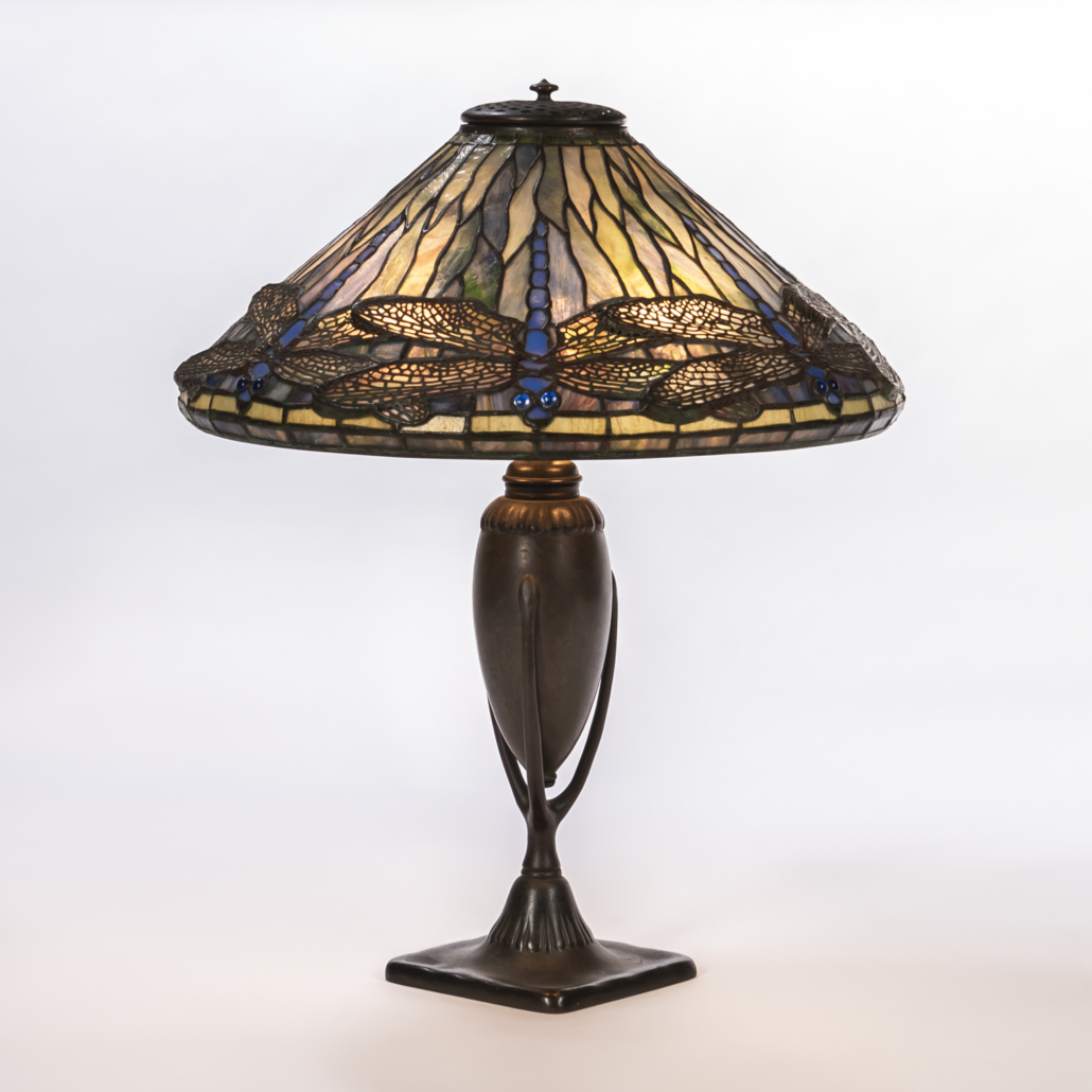 Tiffany Studios Dragonfly table lamp, est. $20,000-$40,000. Image courtesy of Skinner