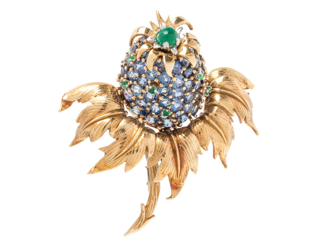 Tiffany & Co Schlumberger sapphire and emerald Pineapple brooch, Est. $4,000-$6,000