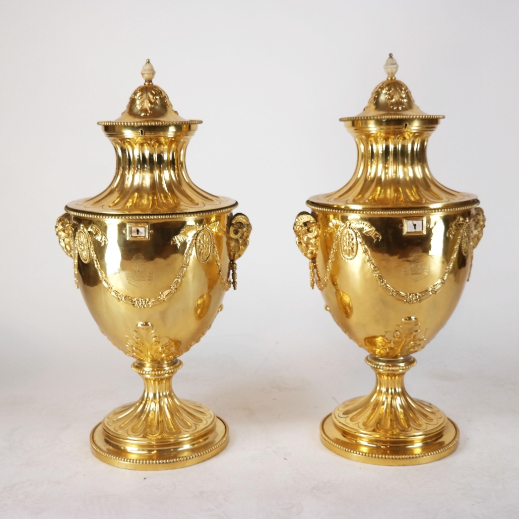 Neoclassical-style urn-form gilt bronze wine coolers, $46,875