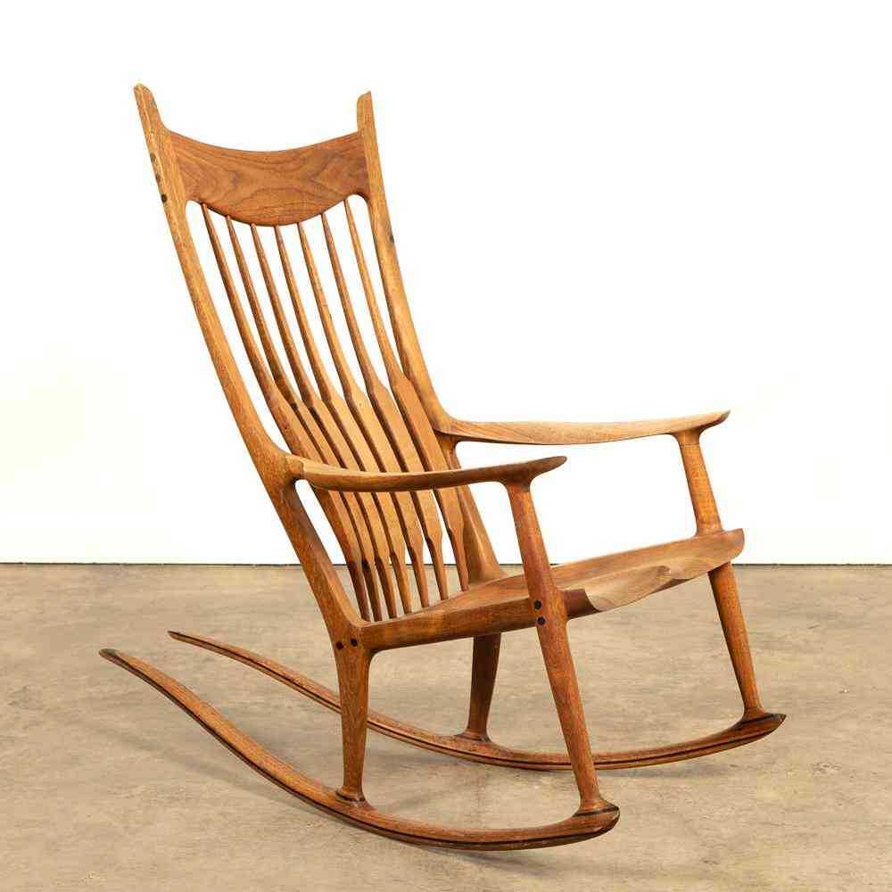 Walnut rocking chair with ebony accents by Sam Maloof, $21,780