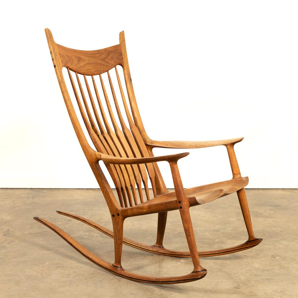 Walnut rocking chair with ebony accents by Sam Maloof, est. $25,000-$35,000