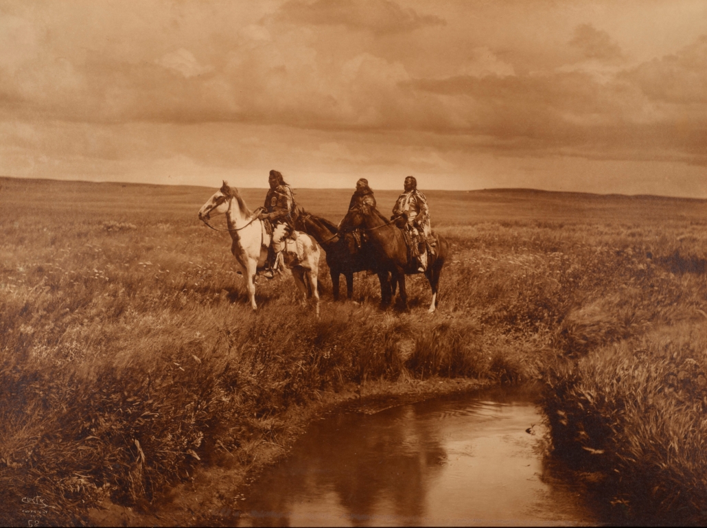 Edward S. Curtis, ‘The Three Chiefs,’ albumen photograph, 11 ¼ in by 15 ½ in. Peterson Family Collection.