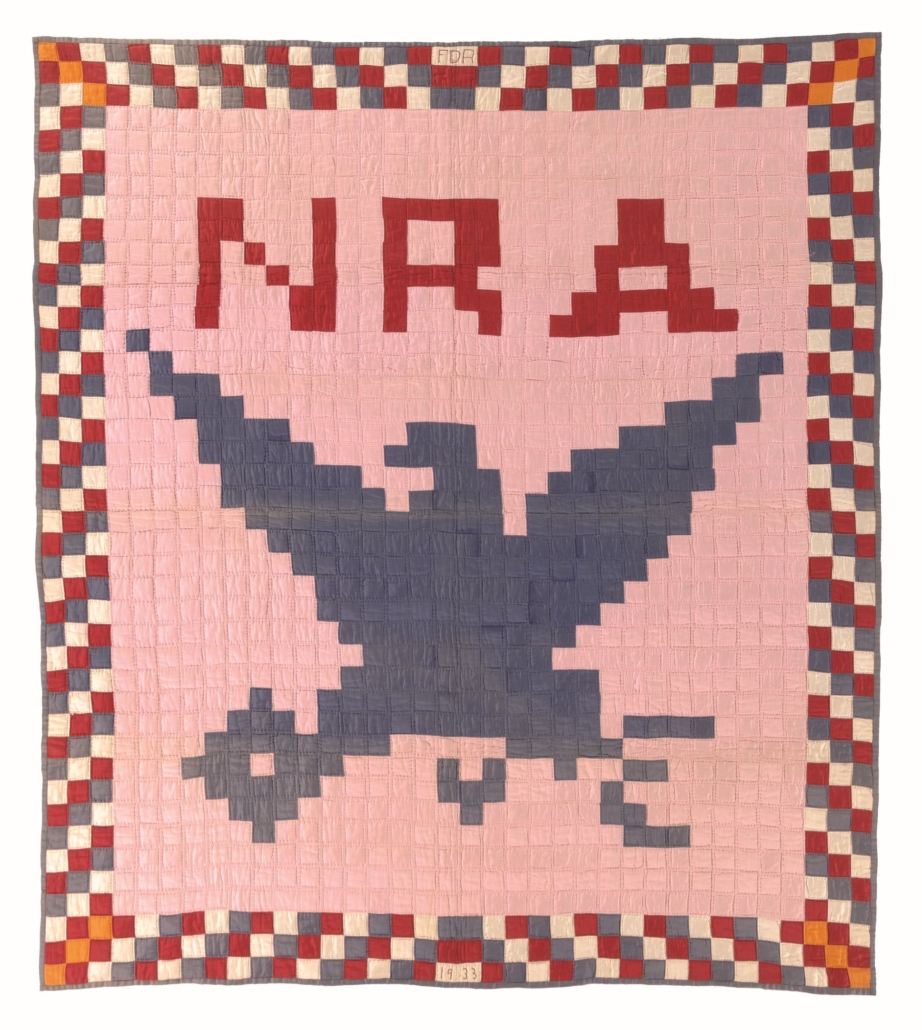 1933 National Recovery Administration quilt, on view in Uncovered: The Ken Burns Collection. This exhibition was organized by the International Quilt Museum, University of Nebraska-Lincoln.