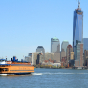 The Staten Island Ferry dubbed the John F. Kennedy, shown performing its rounds in a photo taken in April 2013. ‘Saturday Night Live’ cast members Pete Davidson and Colin Jost placed the winning bid of $280,100 for this ferry at a government auction. The two intend to convert it to a club. Image courtesy of Wikimedia Commons, photo credit Ingfbruno. Shared under the Creative Commons Attribution-Share Alike 3.0 Unported license.