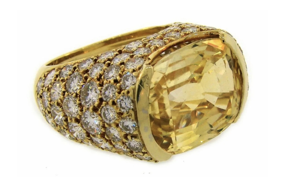 Circa-1980s yellow sapphire, diamond and 18K gold ring by Van Cleef & Arpels, est. $27,000-$32,000