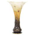 A Daum Nancy cameo art glass vase with floral, spider web and bee motifs sold for $11,000 plus the buyer’s premium in March 2021. Image courtesy of Woody Auction LLC and LiveAuctioneers