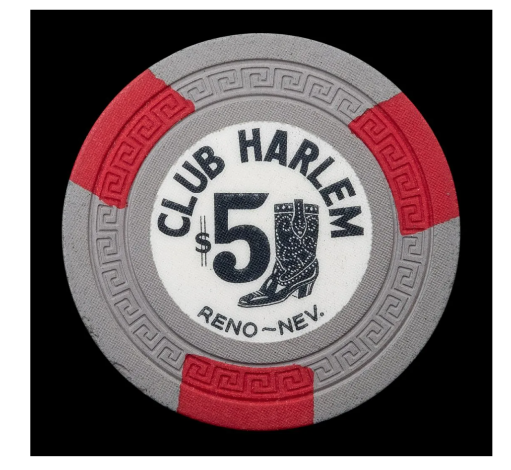 This circa 1948-51 Club Harlem $5 chip, issued by an integrated casino, made $1,900 plus the buyer’s premium in January 2021 at Potter & Potter Auctions. Image courtesy of Potter & Potter Auctions and LiveAuctioneers.