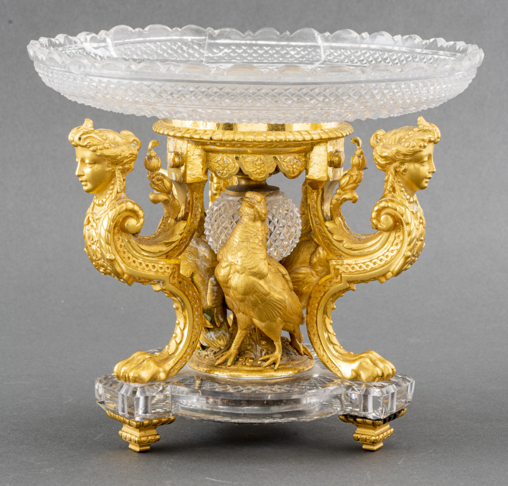 French gilt bronze and cut glass tazza, est. $3,000-$5,000