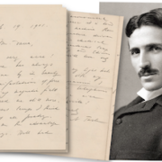 Four-page handwritten letter by Nikola Tesla, musing on how he ranks against his inventor peers Thomas Edison and Alexander Graham Bell, est. $125,000-$150,000
