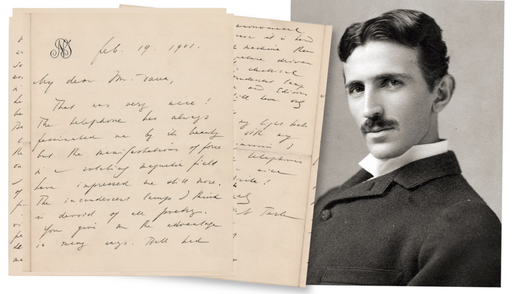 1901 four-page handwritten letter from Nikola Tesla, $341,295