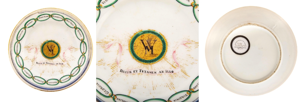 Plate from a 1796 Chinese export porcelain service given to Martha Washington, est. $50,000-$70,000