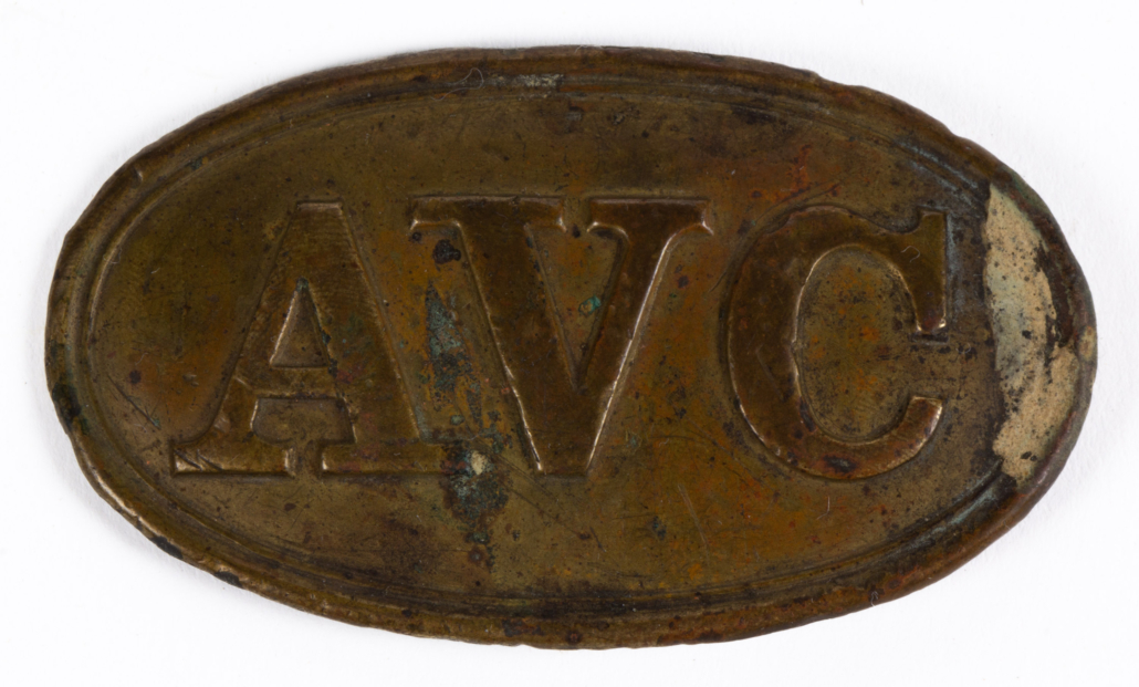 Civil War-era Alabama Volunteer Corps brass cartridge box plate, est. $2,000-$3,000