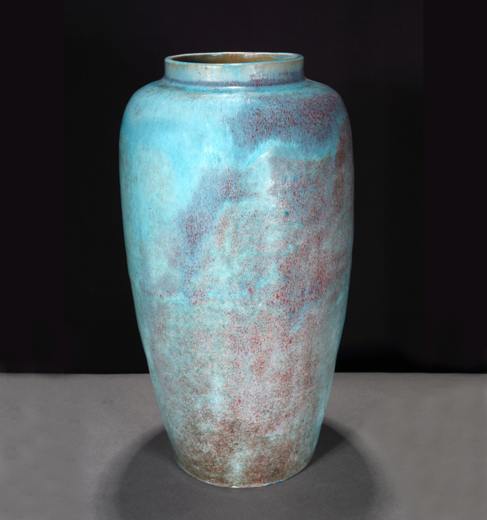 Blue and red floor vase by Pisgah Forest Pottery, est. $1,000-$2,000