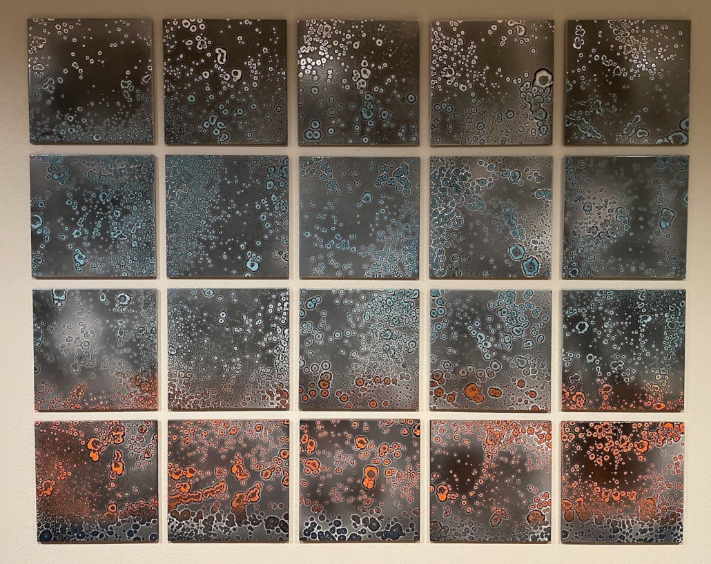 Adrian Sandstrom, ‘Sunset Wall Tiles,’ 2019. 49.5 by 62 by 1in. Stoneware, glaze and underglaze.