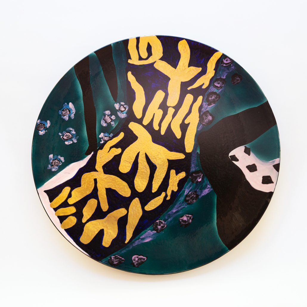 Anna Silver, ‘Untitled platter,’ 2006. 2.5 by 24.5in. Whiteware, underglaze painting, lustre.