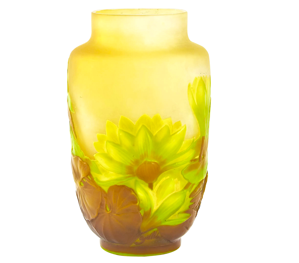 Galle cameo glass Water Lily vase, est. $3,000-$4,000