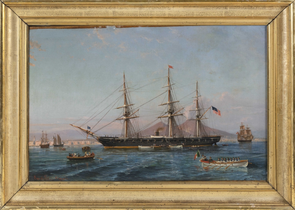  View of an American ship in the harbor of Naples by Giovanni Serritelli, est. $7,000-$10,000
