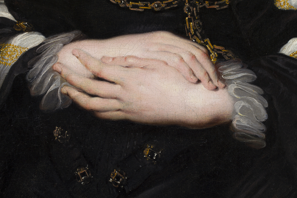 Another detail from Peter Paul Rubens’s ‘Portrait of a Lady,’ which will be auctioned in Warsaw on March 17 with an estimate of $4.5 million-$6 million. Image courtesy of the DESA Unicum auction house