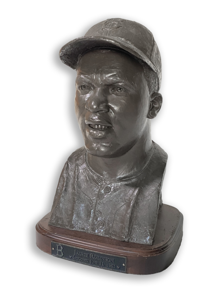Bust of Jackie Robinson, baseball player who integrated Major League Baseball. It is part of the 20,000-piece Meaders collection, est. $2 million-$10 million