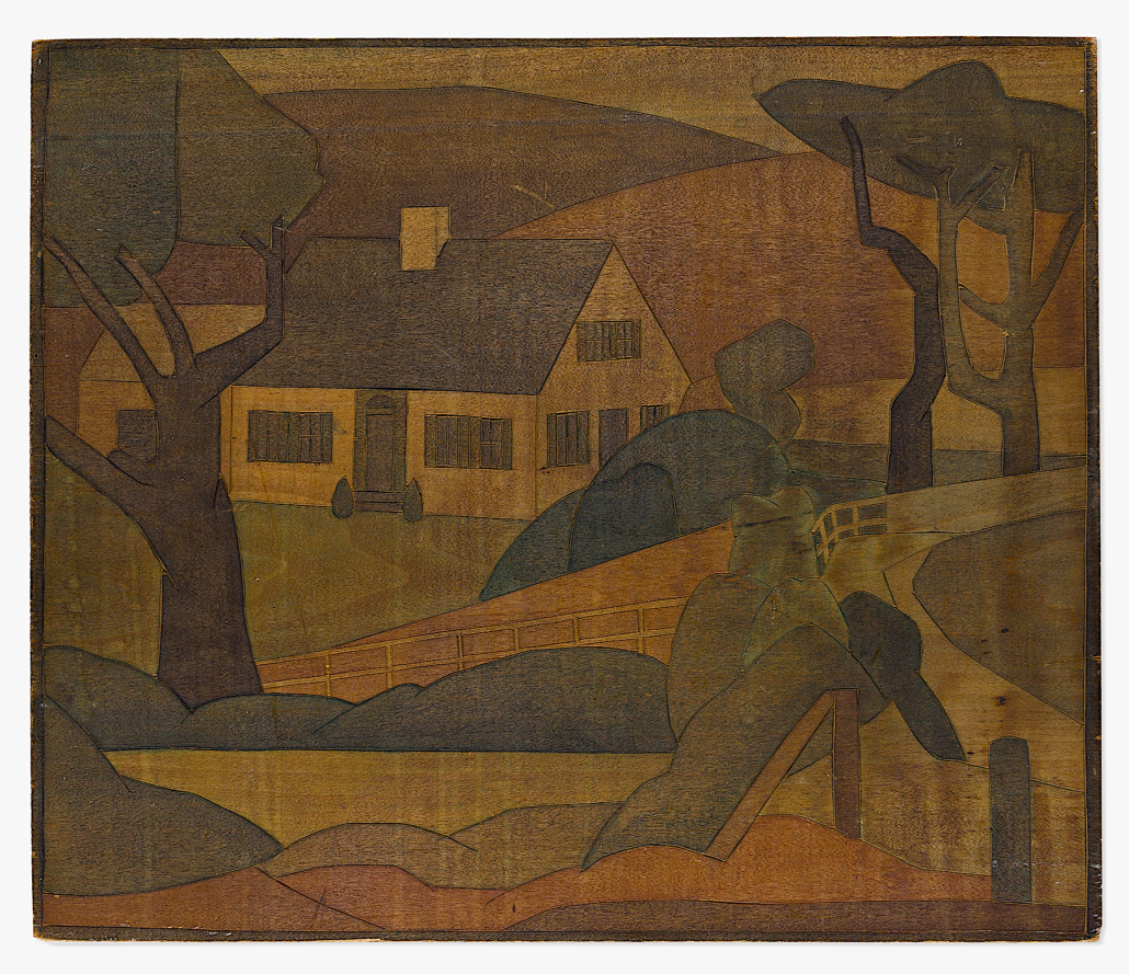 Blanche Lazzell, ‘Cape Cod Cottage,’ one side of a double-sided woodblock painted in color inks, $23,750
