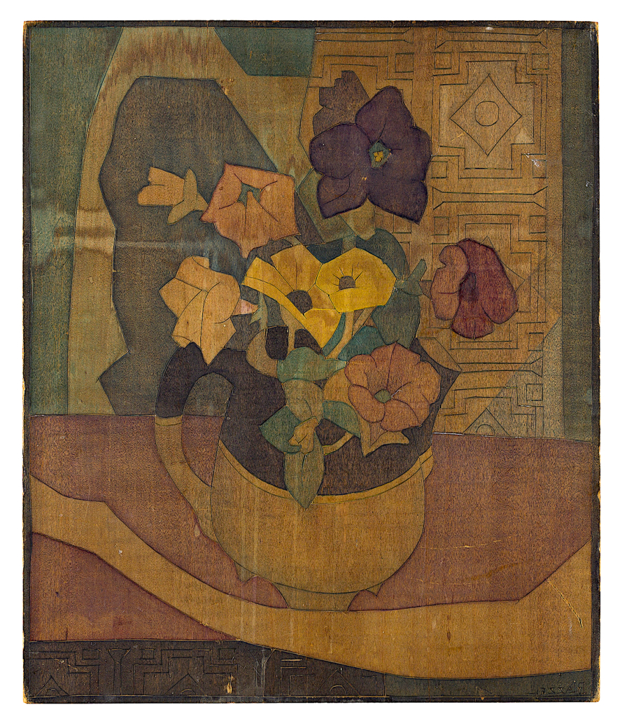 Blanche Lazzell, ‘The Coffee Pot,’ one side of a double-sided woodblock painted in color inks, $23,750