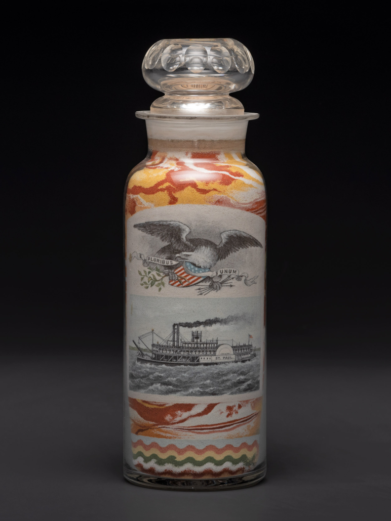 Andrew Clemens labeled sand bottle, est. $100,000-$150,000