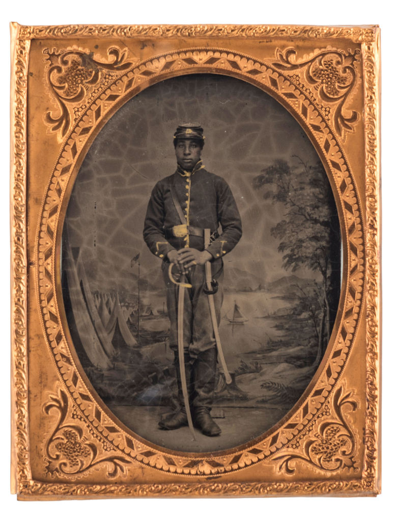 Tintype of an armed African American Civil War cavalryman, est. $2,000-$3,000