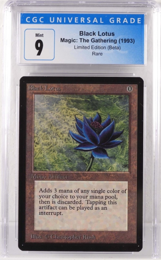 Magic: The Gathering Beta Black Lotus card, graded CGC 9 Mint, est. $40,000-$60,000