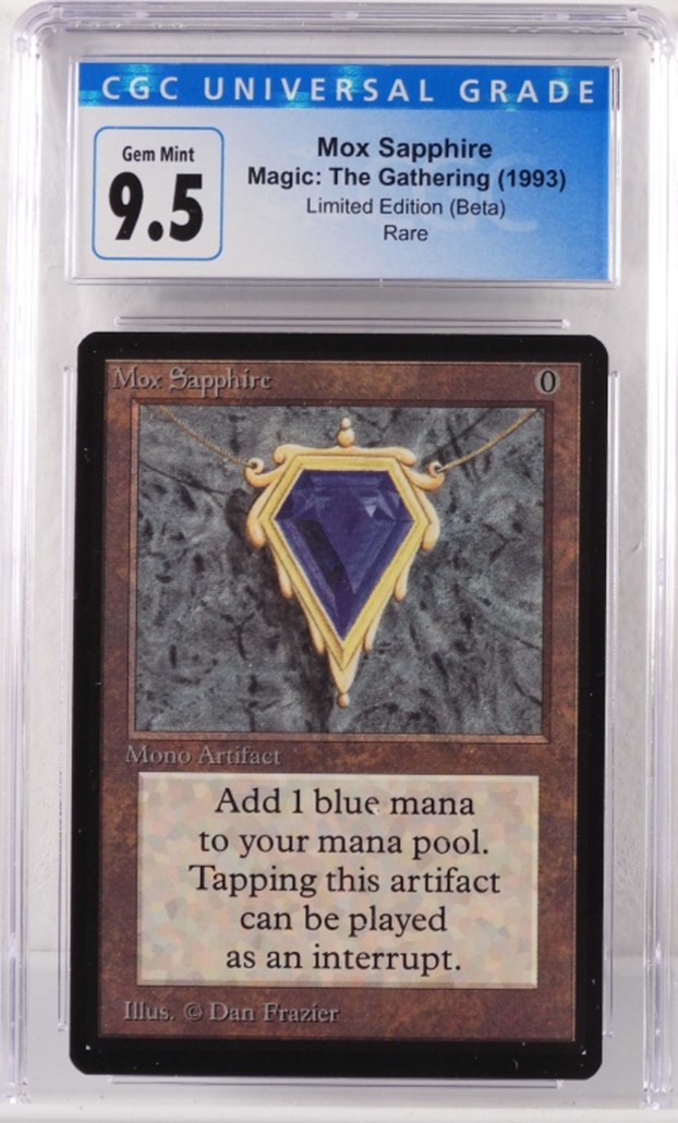Magic: The Gathering Beta Mox Sapphire trading card, graded CGC 9.5 Gem Mint, est. $10,000-$20,000 