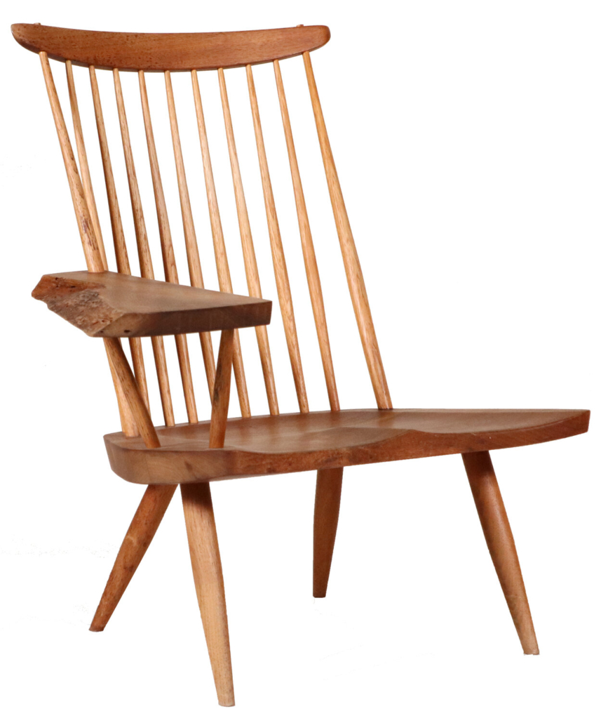 George and Mira Nakashima lounge chair with arm, est. $4,000-$8,000