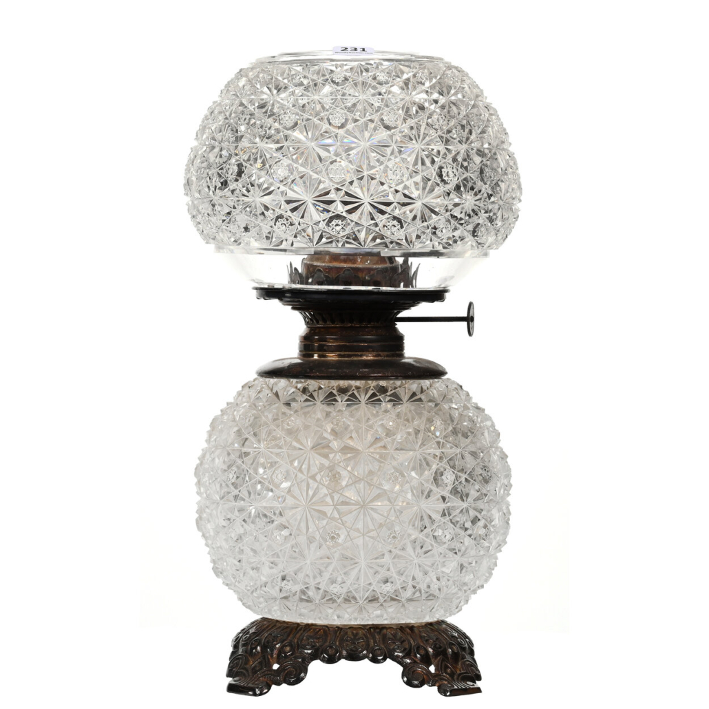Oil lamp in the Persian pattern, est. $1,000-$2,000